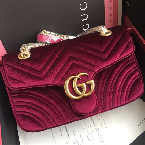 gucci red velvet bag replica|gucci velvet marmont bag.